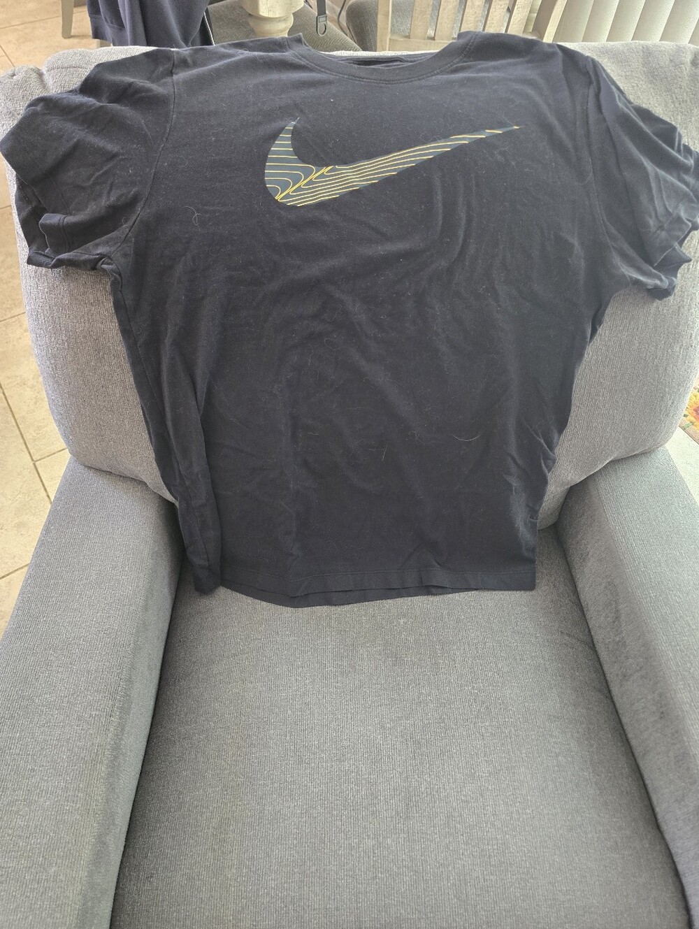 Nike Black Short-Sleeve Tee with Striped Swoosh